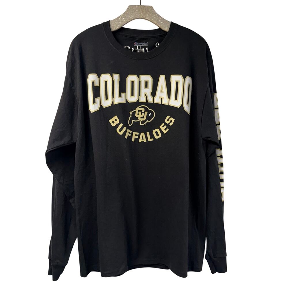 University of Colorado Boulder Buffalos Long Sleeve T Shirt Large Champion Black